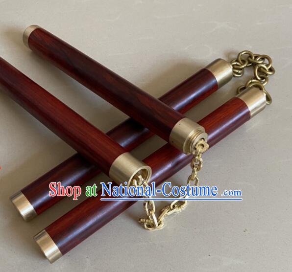 Chinese Kung Fu Nunchaka Top Lobular Red Sandalwood Nunchakus Martial Arts Nunchaku