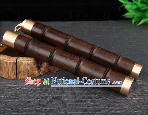 Top Ebony Nunchakus Chinese Martial Arts Nunchaku Handmade Kung Fu Bamboo Joint Nunchaka