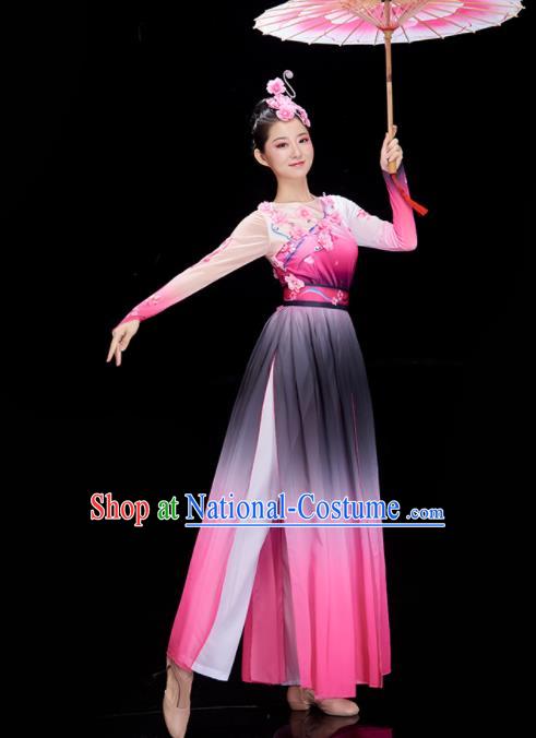 Chinese Classical Dance Costume Stage Performance Pink Dress Umbrella Dance Clothing Women Group Dance Garments