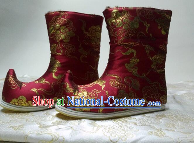 Chinese Ancient Princess Embroidered Boots Hanfu Boots Traditional Satin Boots Handmade Shoes