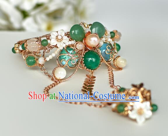 Chinese Handmade Hanfu Bangle with Ring Traditional Jewelry Ancient Princess Bracelet