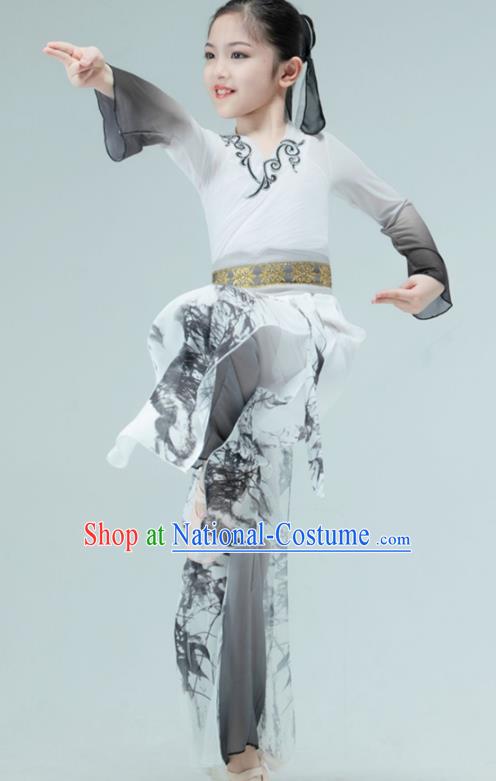 Chinese Classical Dance Garment Children Sword Dance Clothing Stage Performance Costume Mang Zhong Dance Ink Painting Outfit