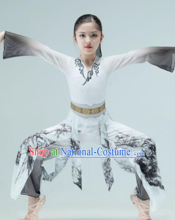 Chinese Classical Dance Garment Children Sword Dance Clothing Stage Performance Costume Mang Zhong Dance Ink Painting Outfit