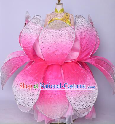 Professional Stage Performance Flower Dance Dress Pink Costume for Women