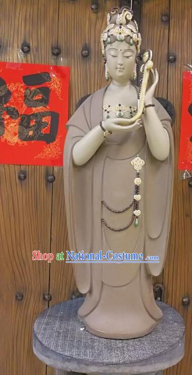 Chinese Mother Buddha Porcelain Arts Handmade Shi Wan Guan Yin Ceramic Figurine 28 inches Standing Guanyin Statue