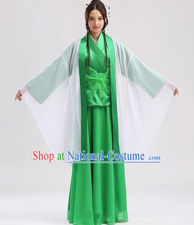 Chinese The Legend of White Snake Xiao Qing Garment Costume Ancient Fairy Green Dress Traditional Young Beauty Clothing