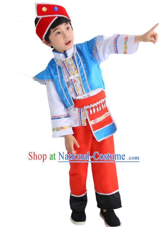 Chinese Ethnic Boy Folk Dance Costume Stage Performance Clothing Daur Nationality Dance Outfit