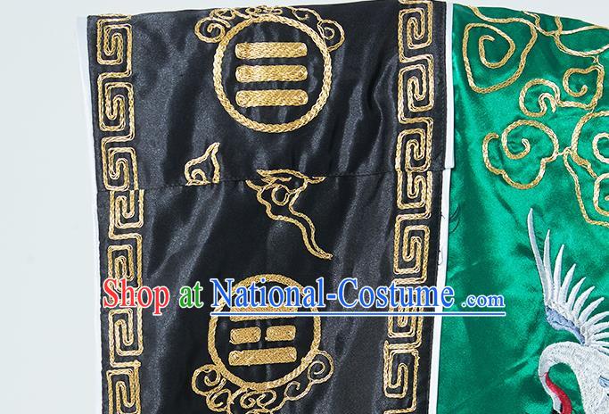 Chinese Handmade Taoist Master Costume Embroidered Crane Green Silk Robe Ritual Priest Frock Taoism San Qing Garment