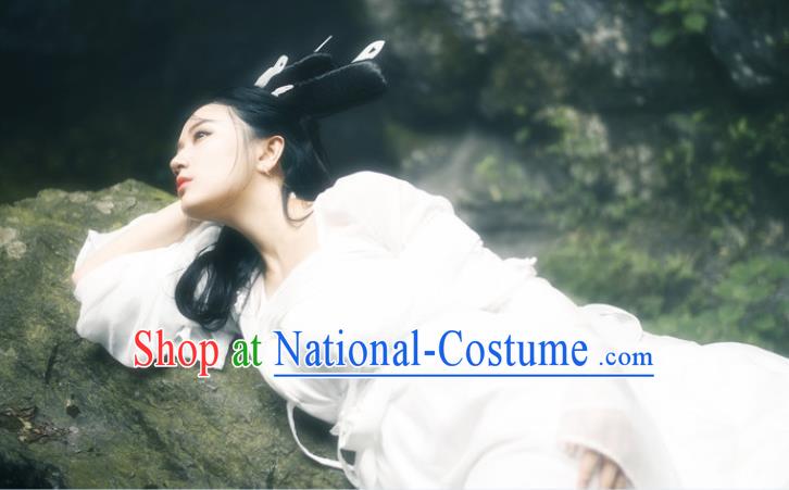 China Ancient Fairy White Dress Clothing Film A Chinese Ghost Story Nie Xiap Qian Garment Costumes