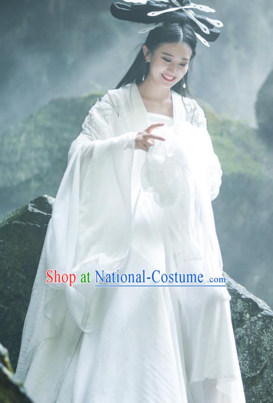 China Ancient Fairy White Dress Clothing Film A Chinese Ghost Story Nie Xiap Qian Garment Costumes