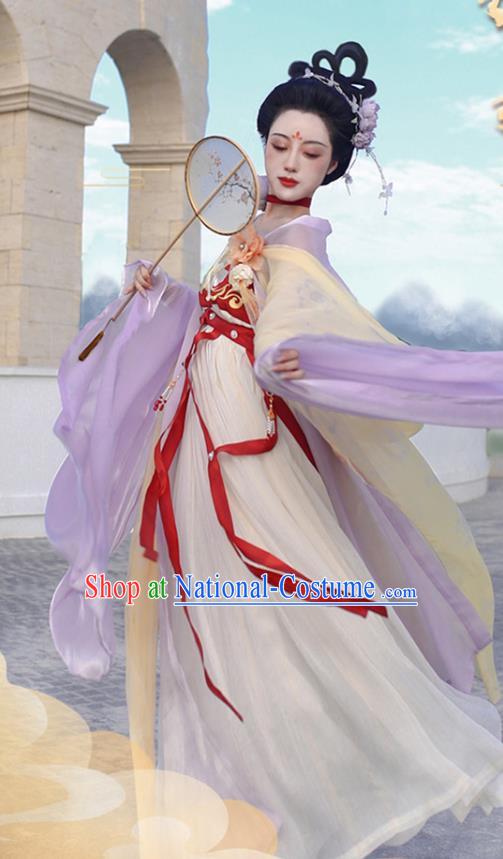 Chinese Ancient Moon Goddess Clothing Drama Journey to the West Chang E Dress Tang Dynasty Beauty Costumes