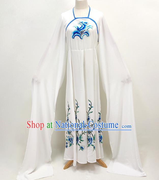 Chinese Beijing Opera Hua Tan White Water Sleeve Dress Huangmei Opera Actress Clothing Ancient Palace Lady Costume