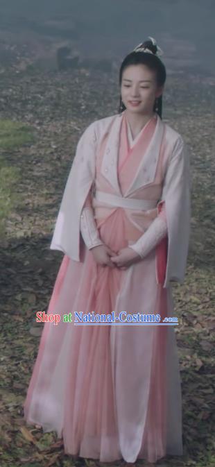 Chinese Ancient Love Poetry Feng Ran Garment Clothing TV Series Ancient Goddess Pink Dress Costume