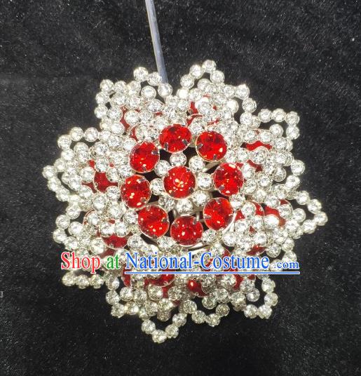 Chinese Beijing Opera Diva Red Gems Headpiece Ancient Princess Hair Pin Peking Opera Hua Tan Hair Jewelry