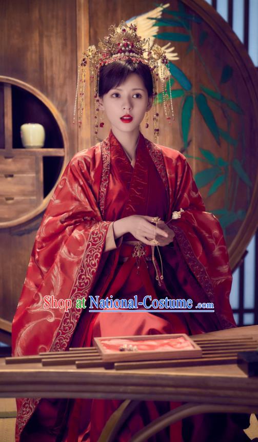 Chinese TV Series Love and Redemption Wedding Dress Ancient Bride Clothing Traditional Wuxia Beauty Garment Costumes