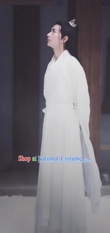 Chinese Ancient Young Knight Clothing Wuxia Swordsman White Garment TV Series Love and Redemption Replica Costumes