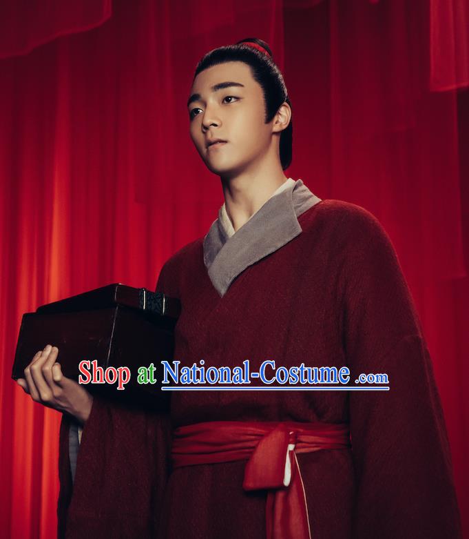 Chinese Romance Movie Soul Snatcher Wang Zi Jin Clothing Traditional Young Childe Garment Ancient Scholar Red Robe Costume