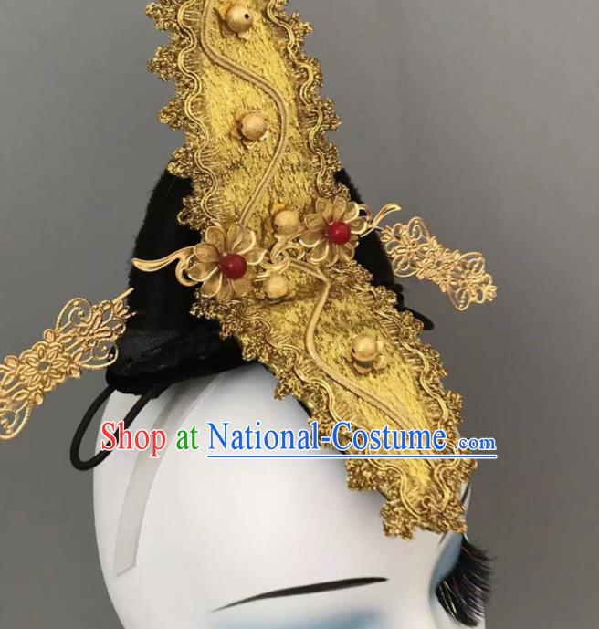 China Tang Beauty Dance Feather Headpieces Xiang Ji Dance Stage Performance Headwear Classical Dance Wig and Hair Jewelries