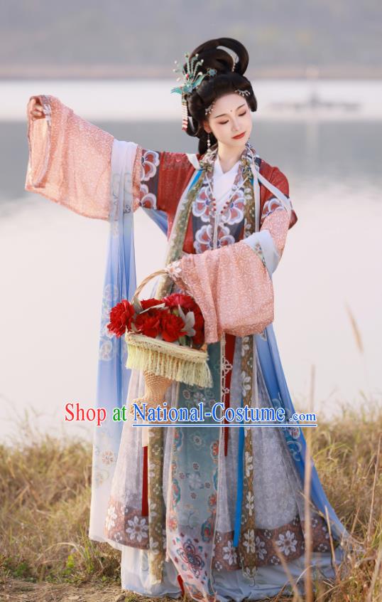 Chinese Ancient Chang E Moon Goddess Clothing Tang Dynasty Noble Woman Garment Costumes Traditional Hanfu Flying Fairy Dresses