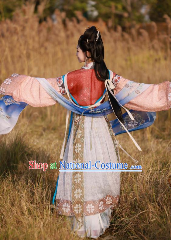 Chinese Ancient Chang E Moon Goddess Clothing Tang Dynasty Noble Woman Garment Costumes Traditional Hanfu Flying Fairy Dresses