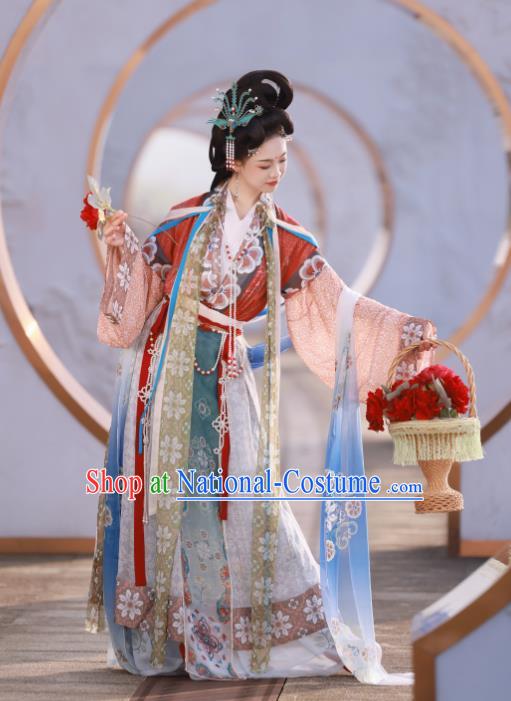 Chinese Ancient Chang E Moon Goddess Clothing Tang Dynasty Noble Woman Garment Costumes Traditional Hanfu Flying Fairy Dresses