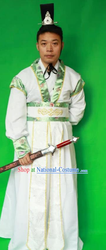 China Ancient Swordsman Clothing Journey to the West Bai Long Ma White Outfit Ming Dynasty Childe Costume