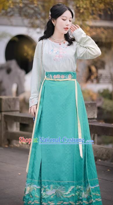 Traditional Winter Hanfu Green Velvet Dress China Ancient Empress Clothing Song Dynasty The Journey of a Legendary Landscape Painting Costume