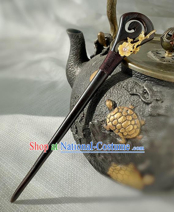 Handmade Christmas Gift Chinese Hanfu Headgear Traditional Ebony Hairpin Cheongsam Hair Jewelry