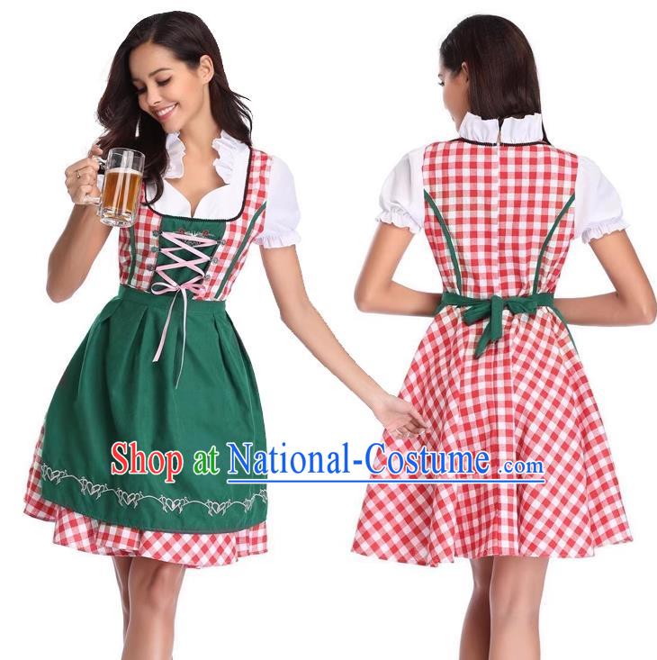 European Munich Stage Performance Costume Traditional Bavarian Clothing German Beer Waitress Green Dress