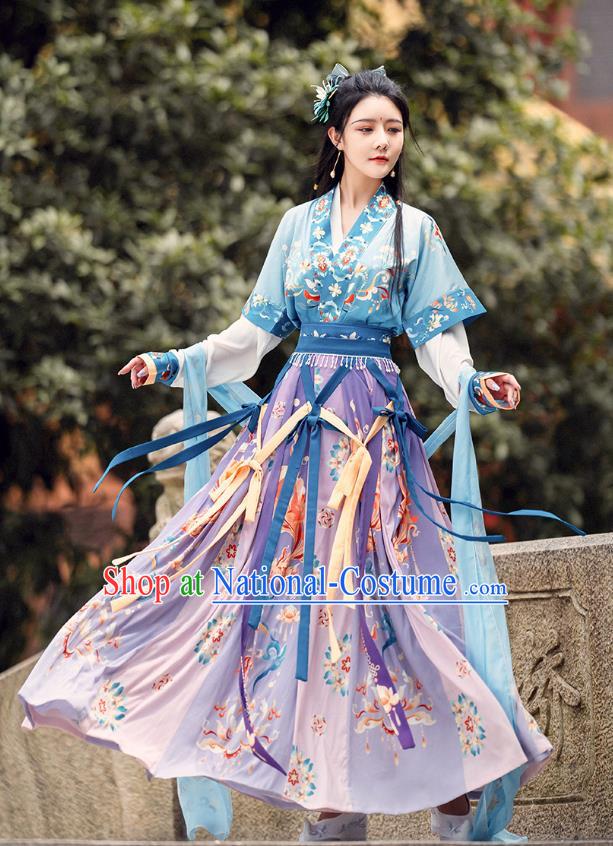 China Ancient Royal Princess Clothing Tang Dynasty Historical Costume Woman Beizi Dress Hanfu Complete Set