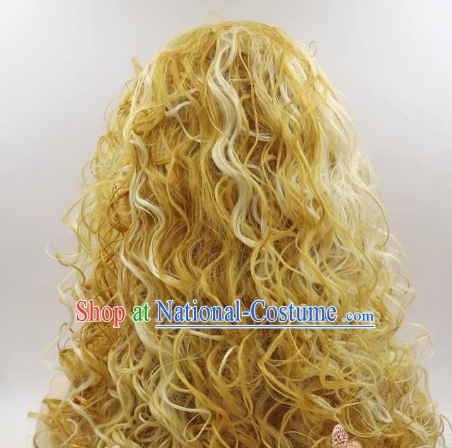 Screw Roll African Long Curly Hair Dirty Braids European And American Style Cosplay Ladies Curly Hair Mixed Blonde Wig