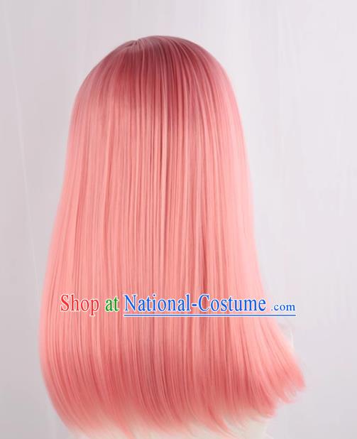 Long Straight Hair Soft Girl Lolita Pink Collarbone Hair Loli Lolita Wig Cos Fake Hair