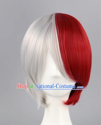 Todoroki My Hero Academia Red And White Short Straight Hair Cosplay Wig