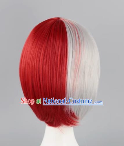 Todoroki My Hero Academia Red And White Short Straight Hair Cosplay Wig