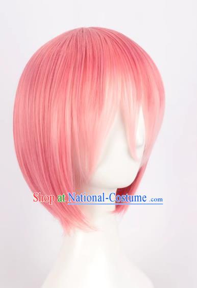 A Different World From Scratch Gradient Pink Maid Ram Adult Short Hair Cos Wig