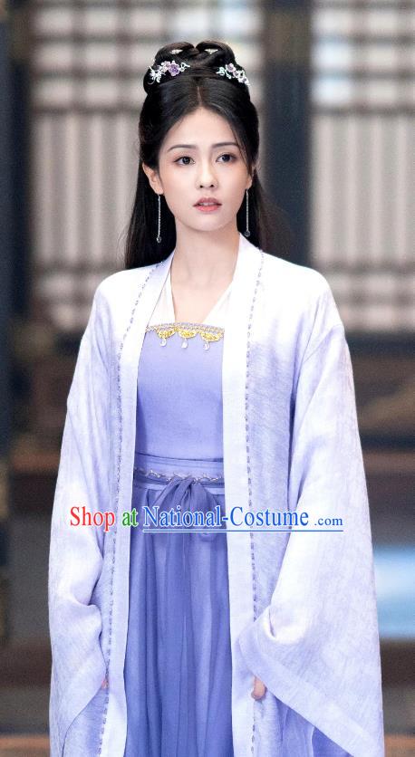 China Ancient Royal Princess Clothing TV Series Till The End of The Moon Fairy Li Susu Purple Dresses