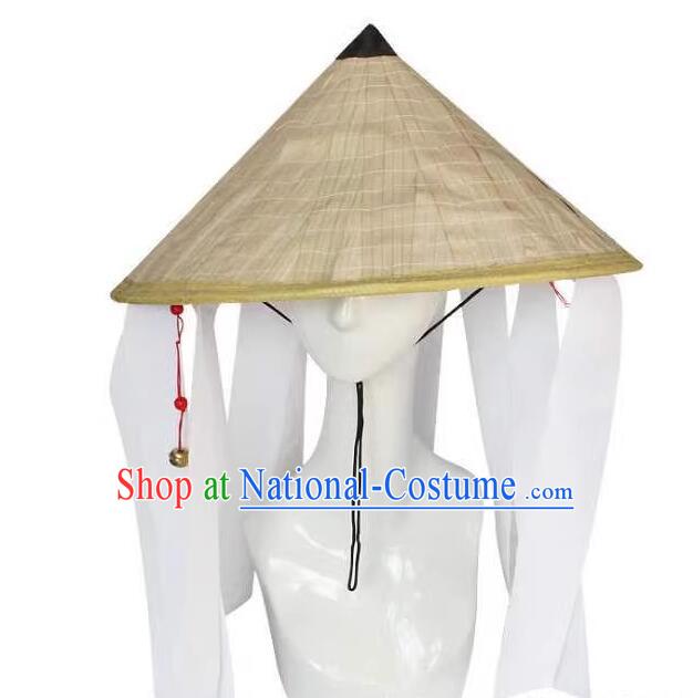 Japan Samurai Headdress Handmade Ninja Bamboo Hat Japanese Warrior Headwear