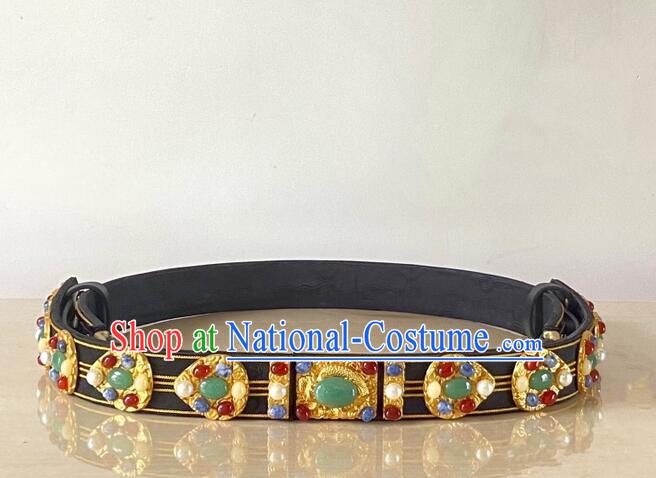 China Handmade Gems Belt Ming Dynasty Emperor Belt Ancient Royal Prince Waistband