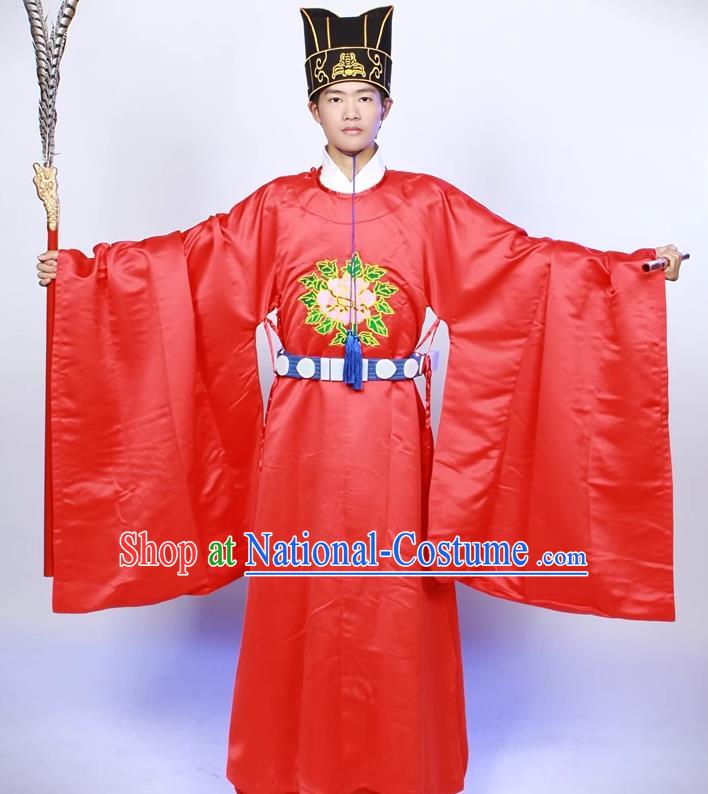 Traditional Hanfu the Ceremony of Confucius Red Robe China Ming Dynasty Official Costume Ancient Scholar Clothing