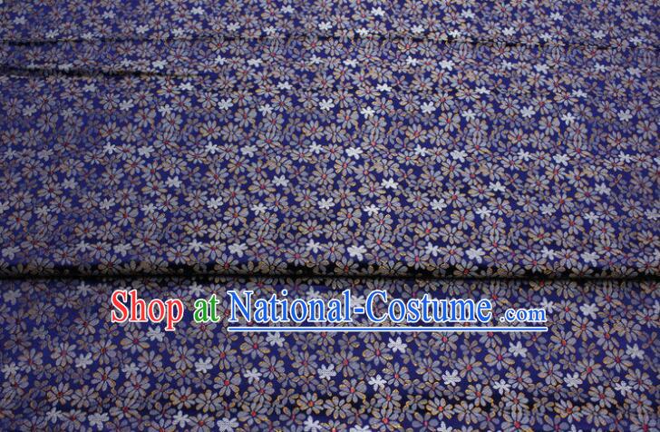 Chinese Qipao Fabric Asian Cloth Traditional Daisy Pattern Design Deep Blue Silk Fabric