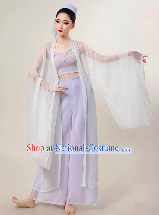 China Woman Solo Dance Clothing Classical Dance Costume Legend of the White Snake Bai Suzhen Fashion Fan Dance White Outfit