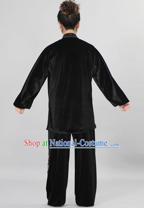 Chinese Winter Taiji Quan Training Uniform Wushu Competition Clothes Female Tai Chi Black Velvet Suit Martial Arts Clothing