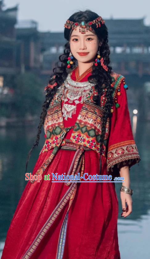 Red Miaojiang Girl Costume