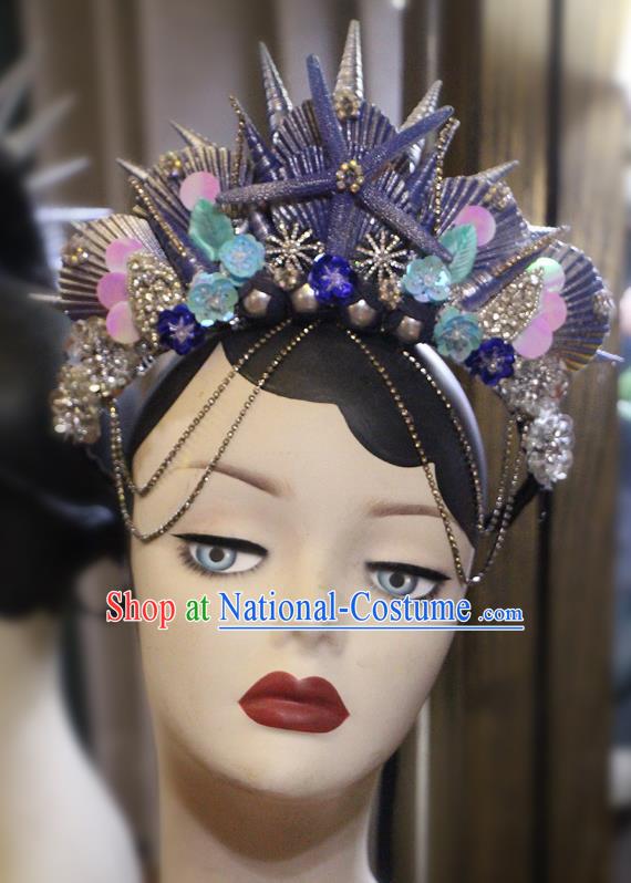 Natural Shell Mermaid Crown Series Fantasy Mermaid Crown Headdress Purple Shell Crown