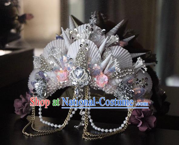 Natural Shell Mermaid Crown Series Fantasy Mermaid Crown Headdress White Shell Crown