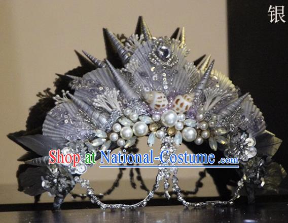 Natural Shell Mermaid Crown Series Fantasy Mermaid Crown Headdress Silver Purple Shell Crown