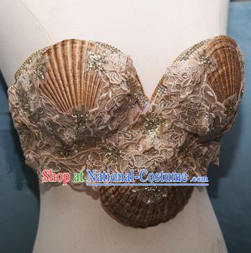 Ocean Wind Mermaid Princess Scallop Bra Natural Shell Bra Pearl Shark Costume