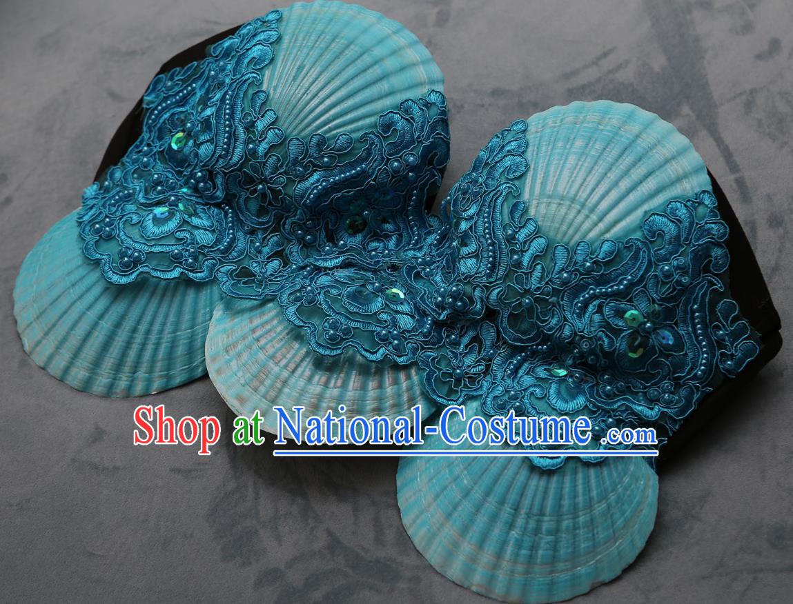 Ocean Wind Mermaid Princess Scallop Bra Natural Shell Bra Pearl Shark Costume