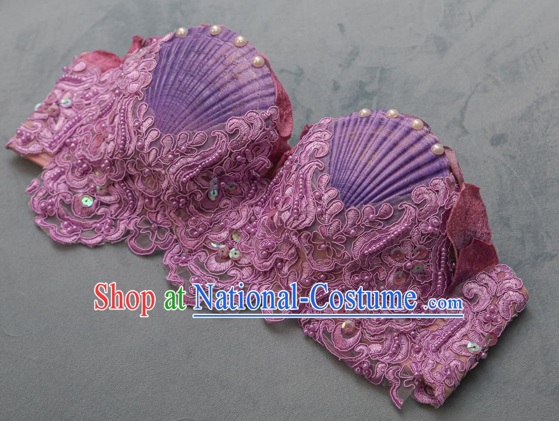 Ocean Wind Mermaid Princess Scallop Bra Natural Shell Bra Pearl Shark Costume