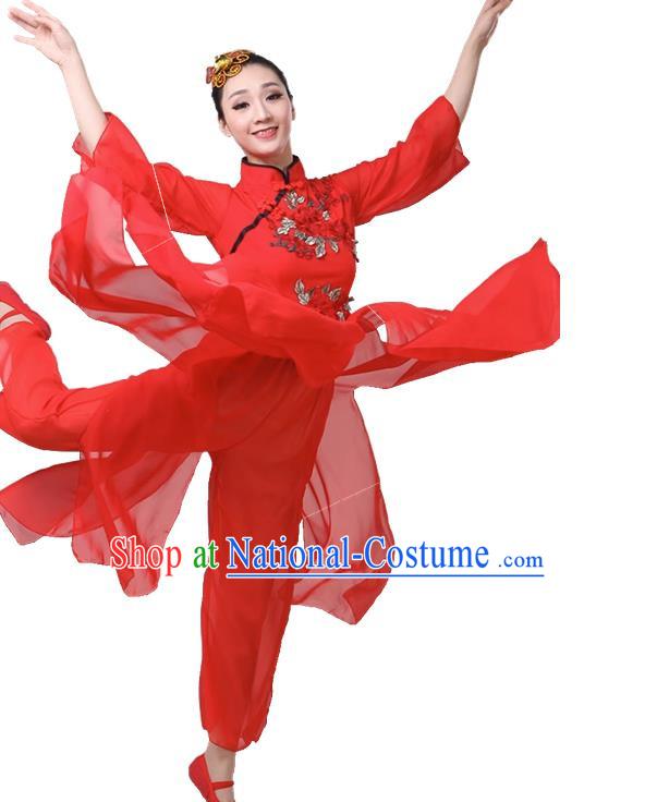 Classical Dance Performance Costume Female Elegant Fan Umbrella Dance New National Dance Costume Performance Square Dance Yangko Costume